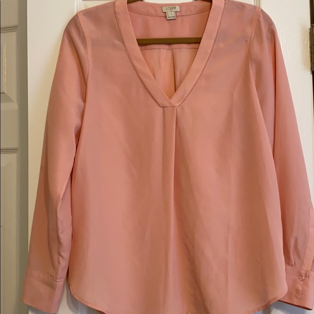 EUC J.Crew Blush V-Neck Tunic longsleeve Blouse